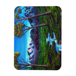 Rocky Mountain Stream Träd Vista Magnet