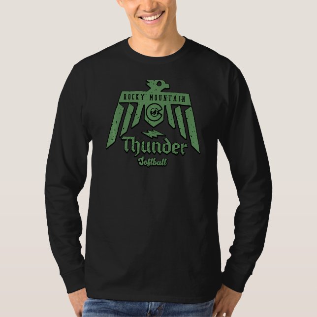 Rocky Mountain Thunder Softball Tribal Bird T Shirt (Framsida)