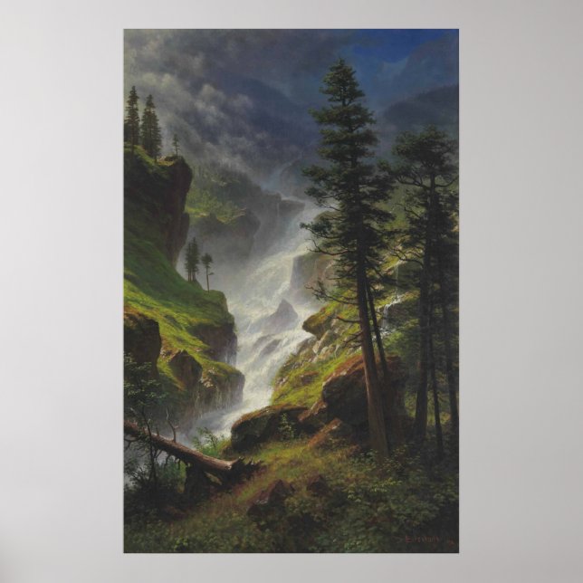 Rocky Mountain Waterfall - Bierstadt Print Poster (Framsidan)
