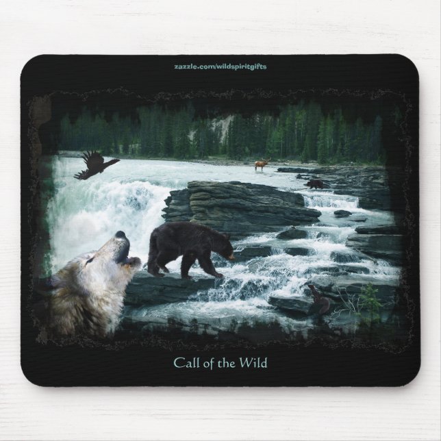 Rocky Mountain Waterfall & Wildlife Mousepad Musmatta (Framsidan)