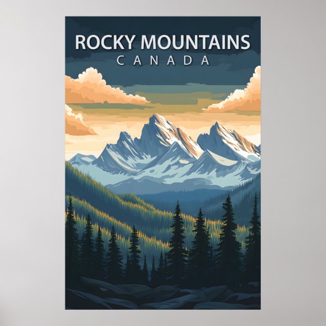 Rocky Mountains Canada Travel Alberta & BC Peak Poster (Framsidan)