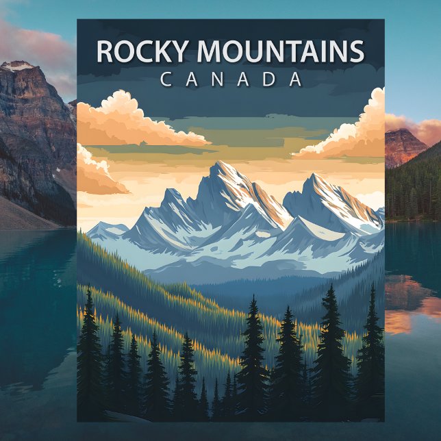 Rocky Mountains Canada Travel Alberta & BC Peak Vykort (Rocky Mountains Canada Travel Alberta & BC Peak Postcard
)