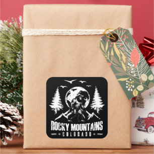 Rocky mountains Colorado Bigfoot Vintage Hiking Fyrkantigt Klistermärke