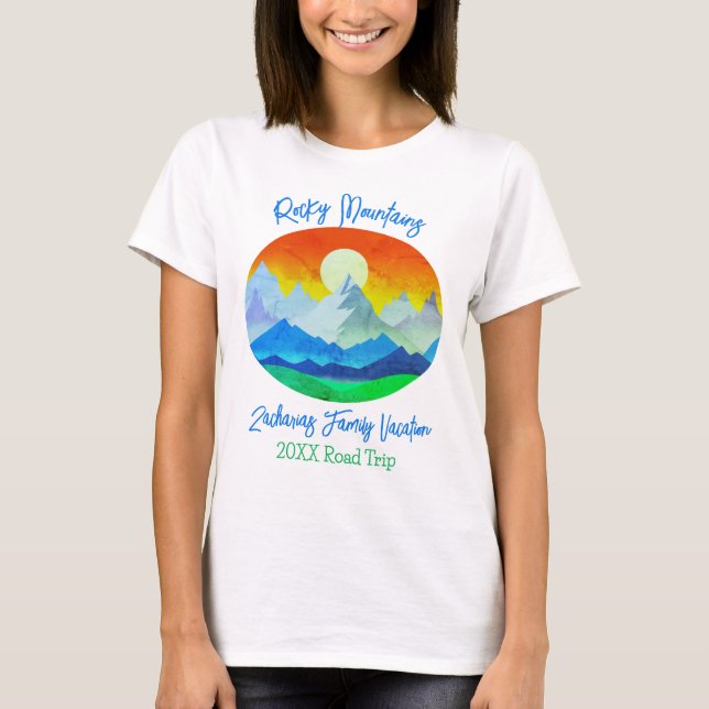 Rocky mountains Family Vacation Road Resa T Shirt (Framsida)