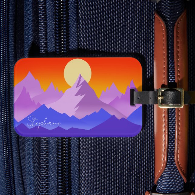 Rocky Mountains Golden Hour Sol Konst Bagagebricka (Framsida Insitu 4)