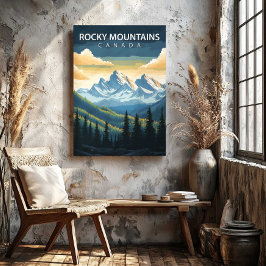 Rocky Mountains Kanada Resa Affisch Canvas Konst