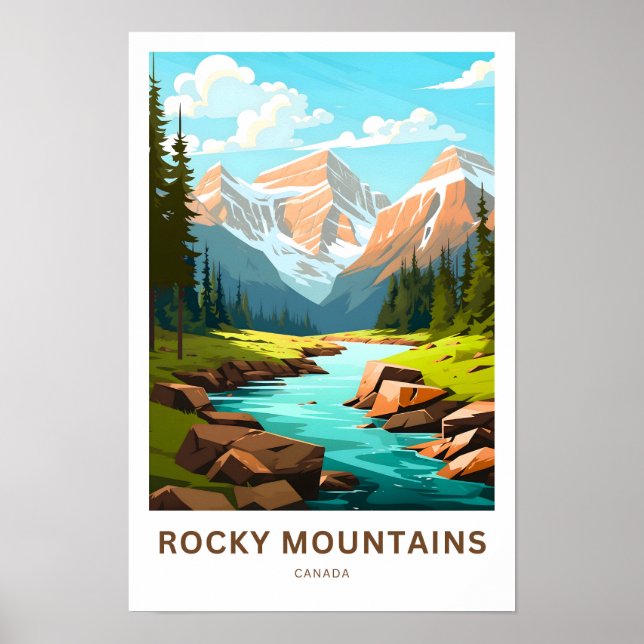Rocky mountains Kanada Travel Print Poster (Framsidan)