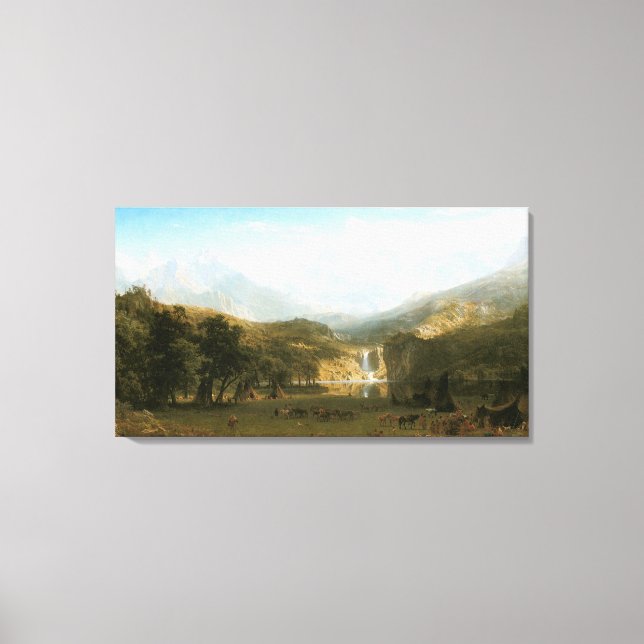 Rocky mountains, Landerns tal av Albert Bierstadt Canvastryck (Framsida)