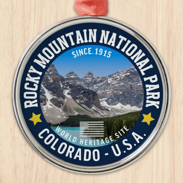 Rocky Mountains Nature Photo – National Park Gift Julgransprydnad Metall (Skapare uppladdad)
