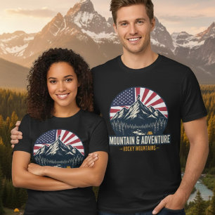 Rocky Mountains Patriotisk Utomhusäventyr Vandring T Shirt