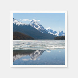 Rocky mountains reflektion i Maligne Sjö Pappersservett