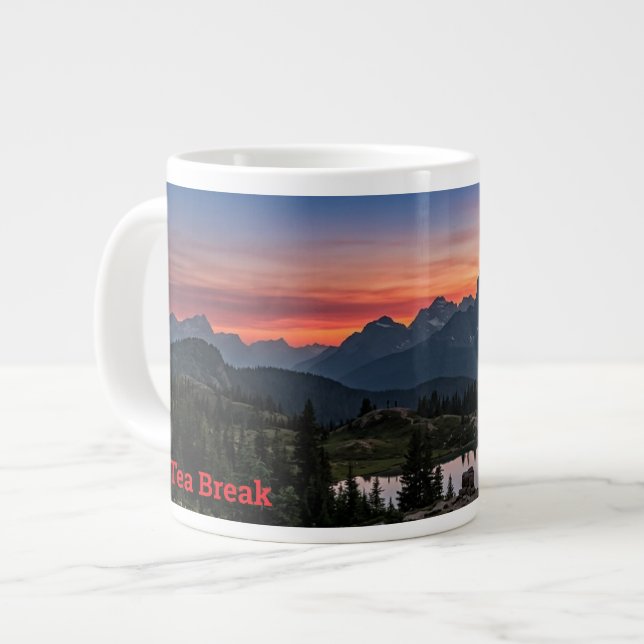 Rocky Mountains Solnedgång  Mugg - Dubbelt språk  Jumbo Mugg (Framsida vänster)