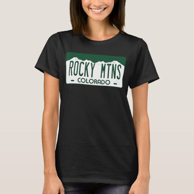 Rocky Mtns Colorado License Plate T Shirt (Framsida)