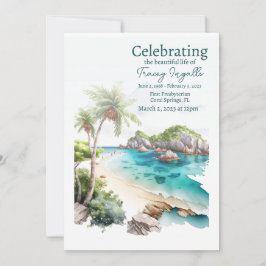 Rocky Ocean Beach Funeral Firande of Life Inbjudningar