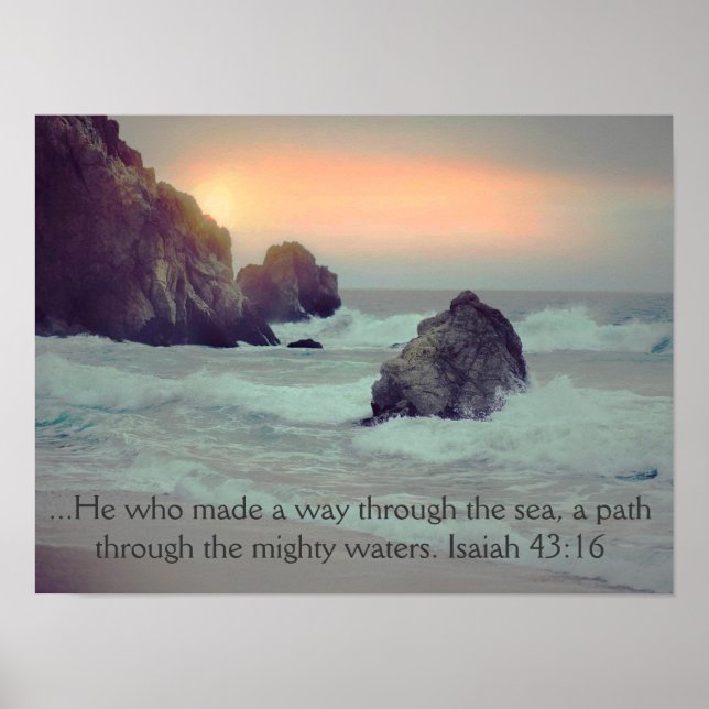 Rocky Ocean Sea Shore w/Bible Verse Poster (Framsidan)