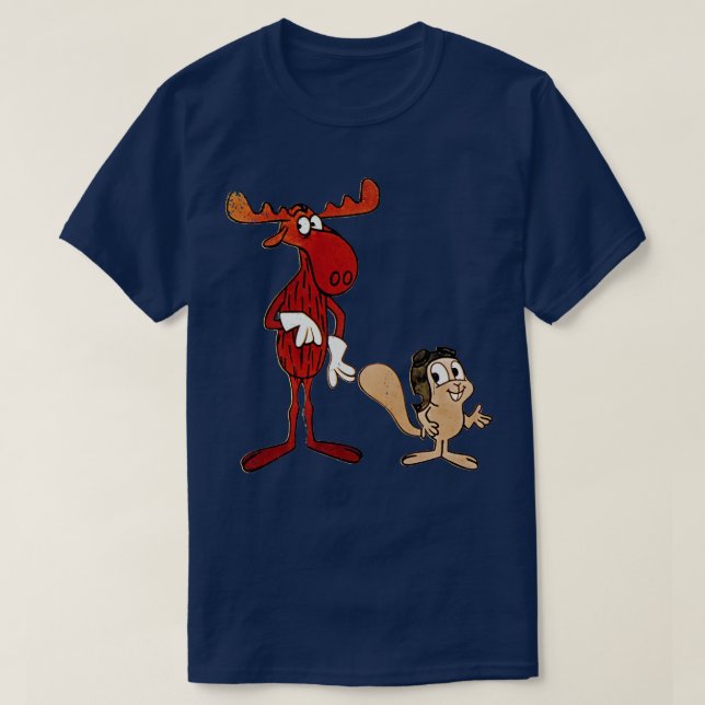 Rocky och Bullwinkle Officiellt Stil Disted T Shirt (Design framsida)