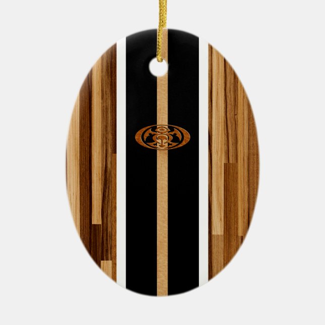 Rocky Point Hawaiian Engineated FauxWood Surfboard Julgransprydnad Keramik (Framsidan)