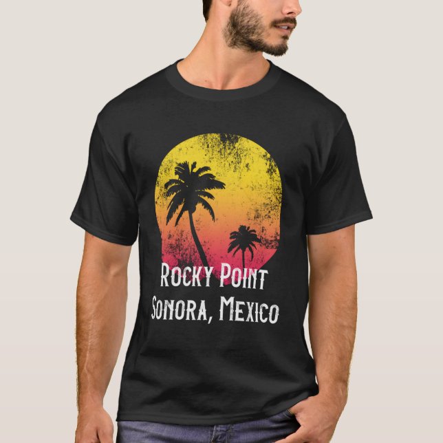 Rocky Point Sonora Mexiko Handflatan Träd T Shirt (Framsida)