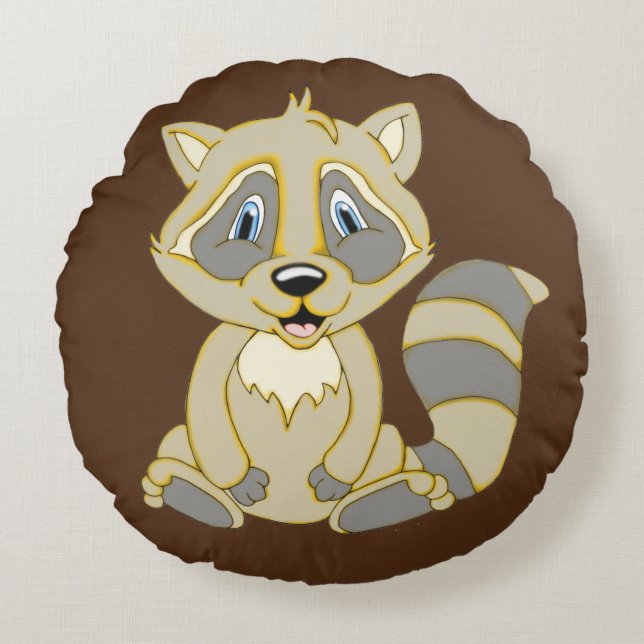 Rocky Raccoon Round Dekorativ kudde (Framsidan)