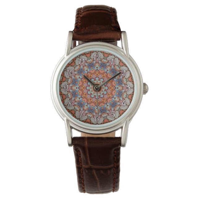Rocky Roads Rustic Orange Vintage Kaleidoscope Armbandsur (Framsida)