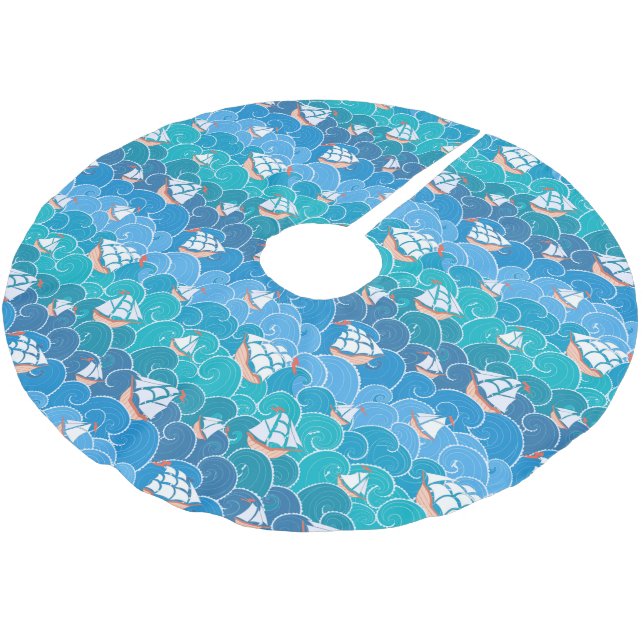 Rocky Sea Mönster Julgransmatta Borstad Polyester (Vinklad)