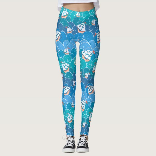 Rocky Sea Mönster Leggings (Framsida)