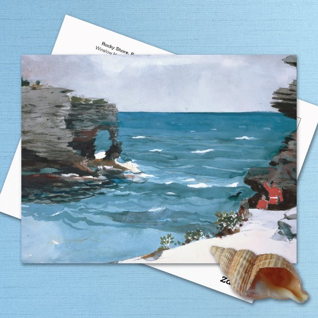 Rocky Shore Bermuda Winslow Homer Vykort (Skapare uppladdad)