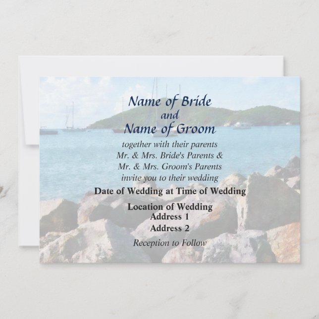 Rocky Shore St. Thomas Bröllop Products Inbjudningar (Framsida)