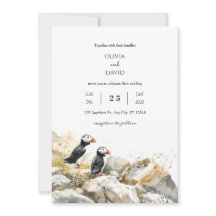 Rocky Shoreline med Puffins Couple Beach Wedding