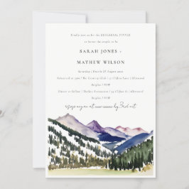 Rocky Snö Mountain Landscape Rehearsal Dinner Inbjudningar