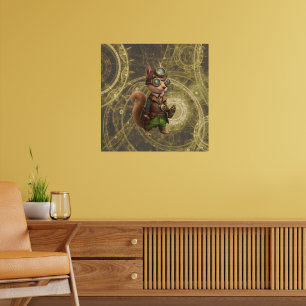 Rocky Steampunk Squirrel Digital Art Poster