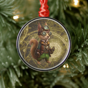 Rocky Steampunk Squirrel Julgransprydnad Metall