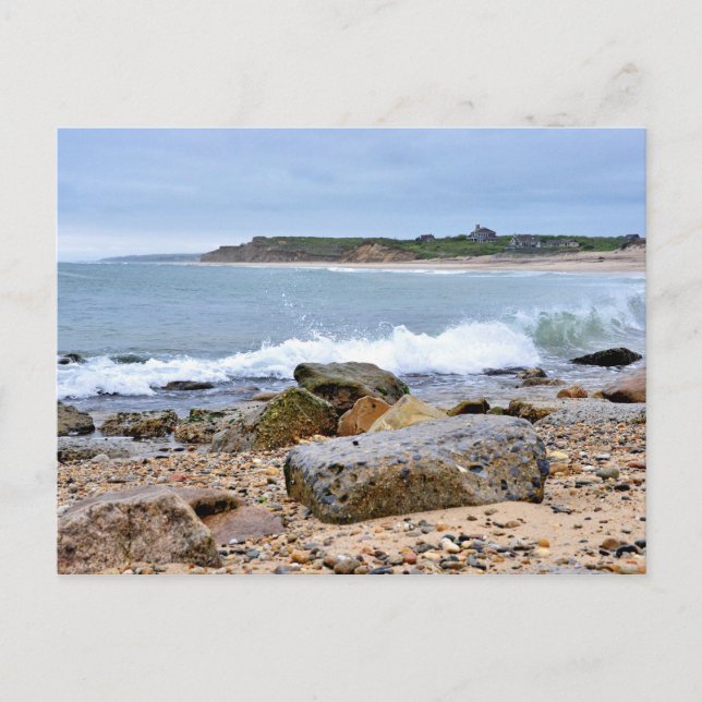Rocky-stränderna i Montauk, Long Island, NY Vykort (Framsida)