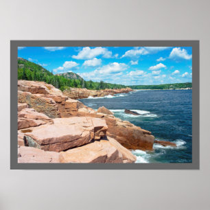 Rocky Summer Sjölandskap Acadia nationalpark Maine Poster