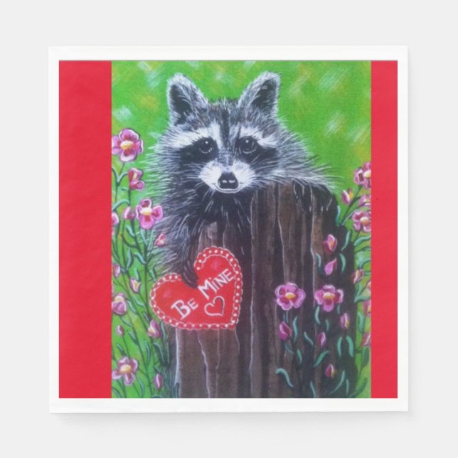Rocky the Raccoon Papper Valentine Napkin! Pappersservett (Framsidan)