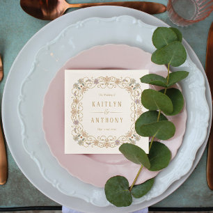 Rococo-återupplivande Elegant Vintage Blommig Bröl Pappersservett