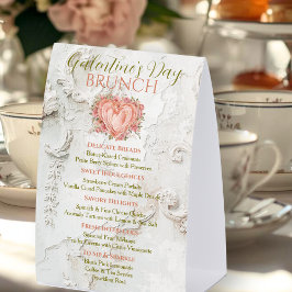 Rococo Blommig Hjärtlig Galentine Brunch Te Meny