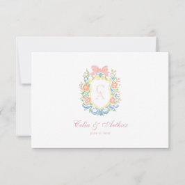 Rococo Blommig Monogram Tecken Bröllop Tack Kort