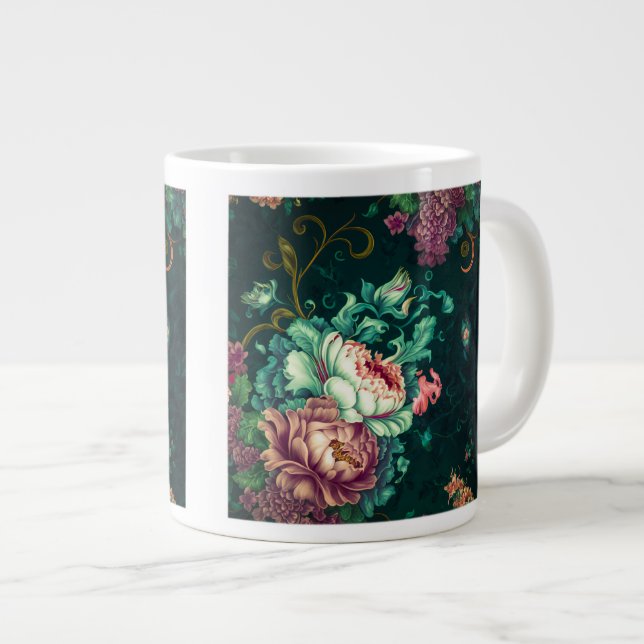 Rococo Blommigt Dekoration Jumbo Mugg (Framsida höger)