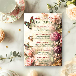 Rococo Butterfly Garden Galentine Tea Party Menu Inbjudningar