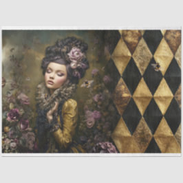 Rococo Buzz Victorian Woman Checkers Floral & Bee