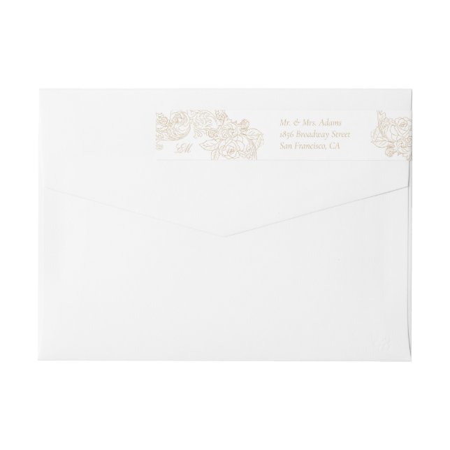 Rococo Champagne Ornament Förtryckt Returadress Etikettband (Baksidan)