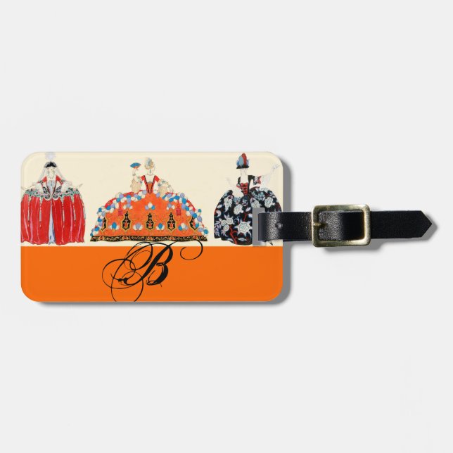 ROCOCO DAM ART DECO MODE COSTUME MONOGRAM BAGAGEBRICKA (Horisontell Framsida)
