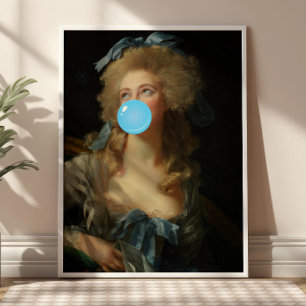 Rococo Dam med Bubblegum Altered Art Print Poster