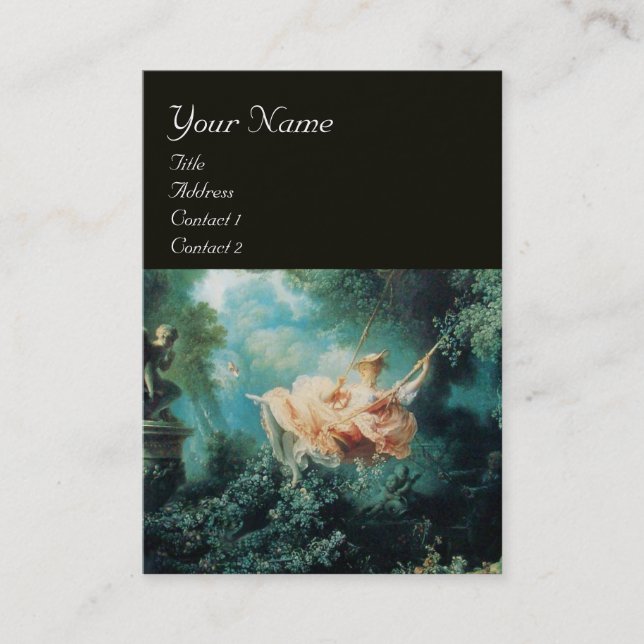 ROCOCO DAM PÅ SWOGRAM Grönt Rosa Black Visitkort (Framsida)