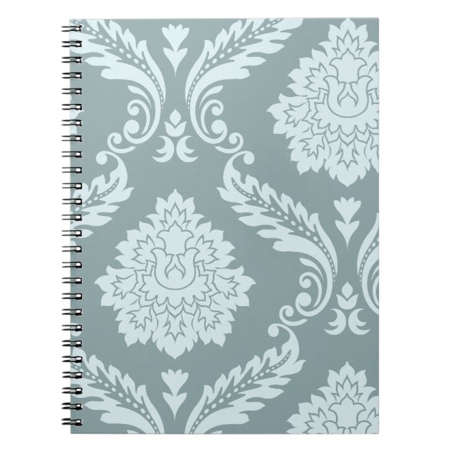 Rococo Damask Art I Anduckblå+Turkos Anteckningsbok (Framsidan)