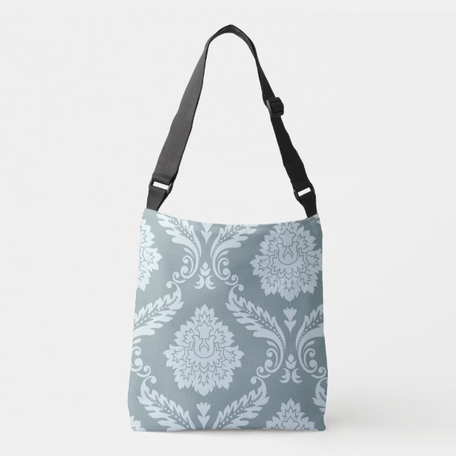 Rococo Damask Art I Anduckblå+Turkos Axelväska (Framsida)