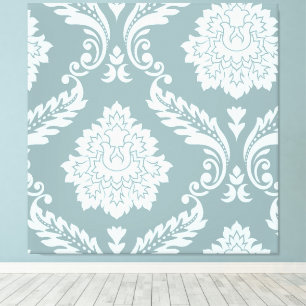 Rococo Damask Art I Anduckblå+Turkos Canvastryck