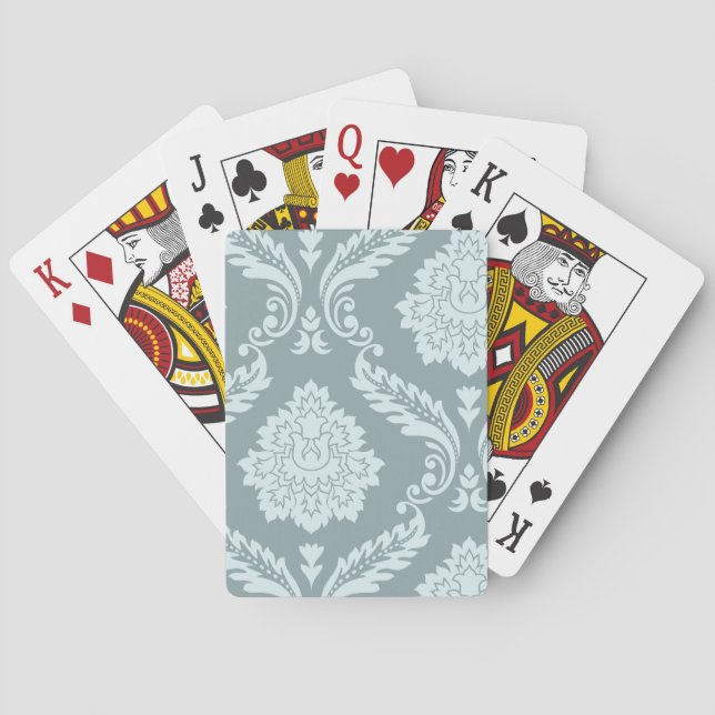 Rococo Damask Art I Anduckblå+Turkos Casinokort (Baksidan)