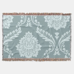 Rococo Damask Art I Anduckblå+Turkos Filt